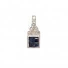 14K White Gold Diamond and Sapphire Pendant