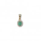 14K Yellow Gold Emerald and Diamond Pendant
