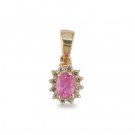 14K Yellow Gold Pink Sapphire and Diamond Pendant