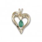 14K Yellow Gold Emerald Heart Pendant