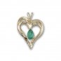 14K Yellow Gold Emerald Heart Pendant