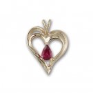 14K Yellow Gold Ruby Heart Pendant