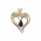 14K Yellow Gold Sapphire Heart Pendant