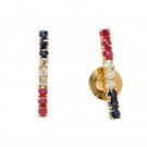 14K Yellow Gold Red White and Blue Pin