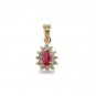 14K Gold Pear Shape Ruby and Diamond Pendant