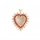 14K Yellow Gold Ruby and Diamond Heart Pendant