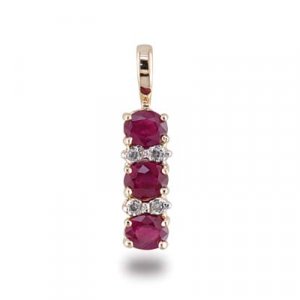 14K Gold Ruby and Diamond Pendant