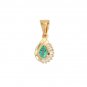 14K Gold Diamond and Emerald Pendant