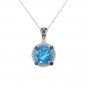 14K Gold Sapphire and Blue Topaz and Diamond Pendant