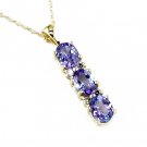 14K Gold Diamond and Three Stone Tanzanite Pendant