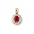 14K Gold Ruby and Diamond Pendant