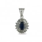 14K Gold Diamond and Oval Sapphire Pendant