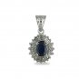 14K Gold Diamond and Oval Sapphire Pendant