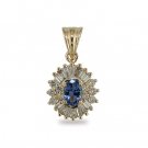 14K Gold Diamond and Oval Tanzanite Pendant