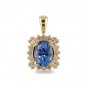 14K Gold Oval Tanzanite and Diamond Pendant
