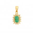 14K Emerald Cut Emerald and Diamond Pendant