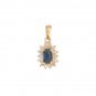 14K Gold Emerald Cut Sapphire and Diamond Pendant