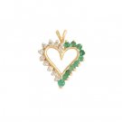 14K Gold Emerald and Diamond Heart Pendant