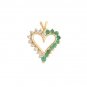 14K Gold Emerald and Diamond Heart Pendant