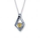 14K Gold Diamond and Yellow Sapphire Pendant