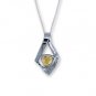 14K Gold Diamond and Yellow Sapphire Pendant