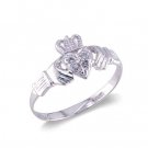 14K White Gold Ladies Diamond Claddah Ring