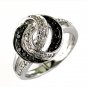 14K White Gold Diamond & Black Diamond Ring