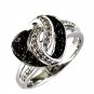 14K White Gold Diamond and Black Diamond Heart Ring