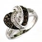 14K White Gold And Brown Diamond Heart Ring