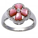 14K White Gold Diamond and Pink Mother of Pearl Ring