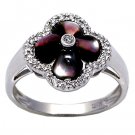 14K White Gold Diamond and Black Mother of Pearl Ring