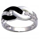 14K White Gold Diamond Ring With White Mother of Pearl and Onyx