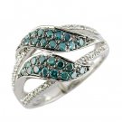14K Diamond and Blue Diamond Ring