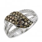 14K White Gold Diamond and Brown Diamond Ring