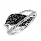 14K White Gold diamond and Black Diamond Ring