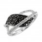 14K White Gold diamond and Black Diamond Ring