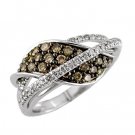 14K White Gold Diamond and Brown Diamond Ring