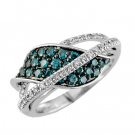 14K White Gold Diamond and Blue Diamond Ring