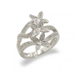 14K White Gold Diamond Right Hand Ring