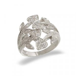 14K White Gold Diamond Right Hand Ring