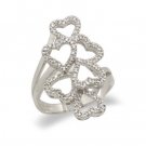 14K White Gold Diamond Hearts Ring