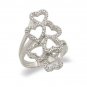 14K White Gold Diamond Hearts Ring