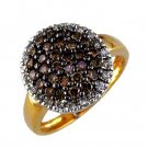 14K Yellow Gold Diamond and Brown Diamond Ring
