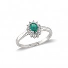 14K White Gold Emerald and Diamond Ring