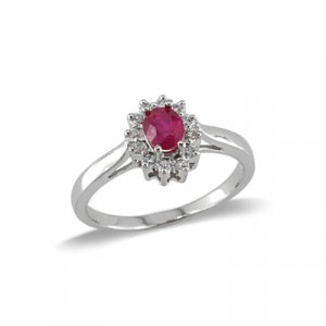 14K White Gold Ruby and Diamond Ring