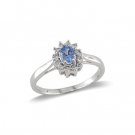 14K White Gold Tanzanite and Diamond Ring