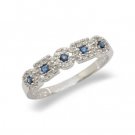 14K White Gold Diamond and Sapphire Ring