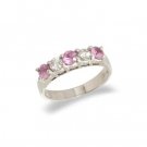 14K White Gold Diamond and Pink sapphire Ring
