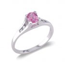 14K White Gold Diamond and Pink Sapphire Ring
