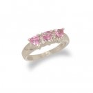 14K White Gold Trillion Cut Pink Sapphire and Diamond Ring